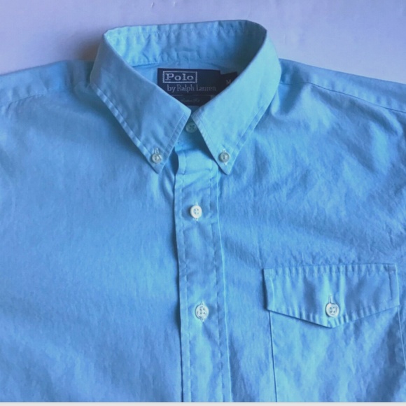 Polo Ralph Lauren lovely turquoise fine cotton button down shirt Sz M - Picture 6 of 8